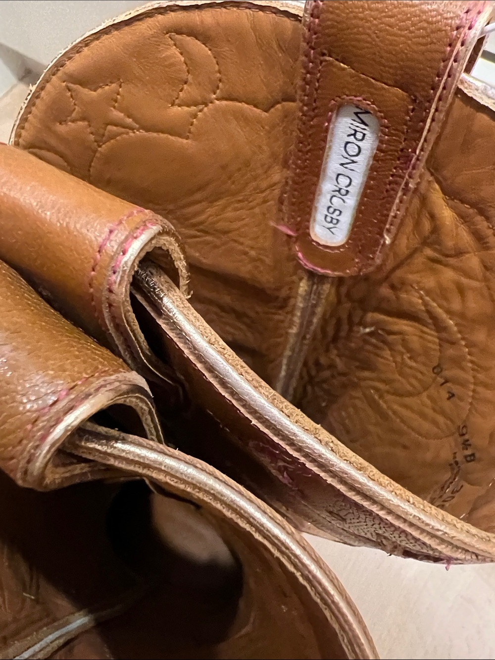 Miron Crosby Margretta Sienna Star-Embroidered Brown Leather Knee Boots - Picture 15 of 16